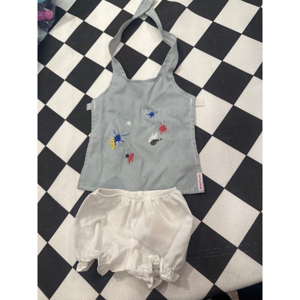 American Girl Doll Artist Apron Paint Splatter and White Bloomers Set 18 Inch